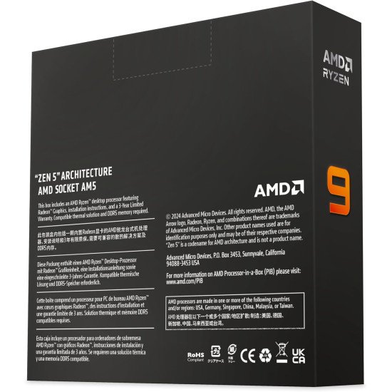 Procesador AMD Ryzen 9 9900X, 12 Núcleos, 4.4 Ghz - 5.6 Ghz, Gráficos Radeon, Cache 76 Mb, 100-100000662WOF Procesador AMD Ryzen 9 9900X, 12 Núcleos, 4.4 Ghz - 5.6 Ghz, Gráficos Radeon, Cache 76 Mb, 100-100000662WOF