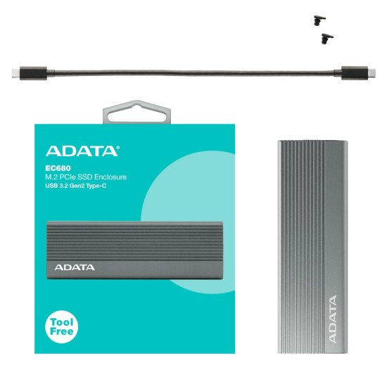 Gabinete Externo para M.2 PCIe NVMe / SATA Adata EC680, USB 3.2
