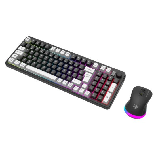 Kit Teclado y Mouse Balam Rush Squad Conquest Pro KG525, Diseño Gamer, RGB, inalámbrico, batería recargable