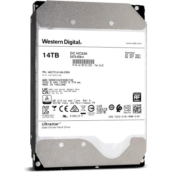 Disco Duro Interno Western Digital Ultrastar DC HC530, 14Tb, 7200 RPM, Sata 6Gb/s, 512 Mb, WUH721414ALE604, Nuevo