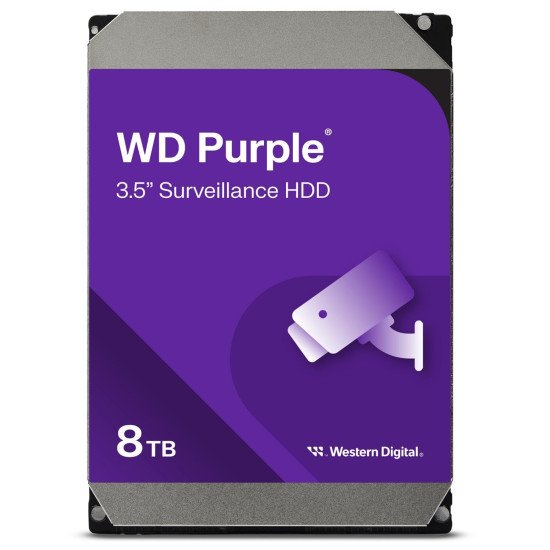 Disco Duro Interno Western Digital Purple DVR, 8Tb, 5400 RPM, Sata 6Gb/s, 128 Mb, WD84PURZ, Nuevo