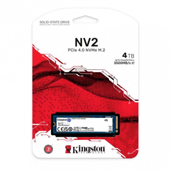 SSD M.2 Kingston NV2 4000 Gb, PCIe Gen 4.0, 3500/2800MB/s, SNV2S/4000G