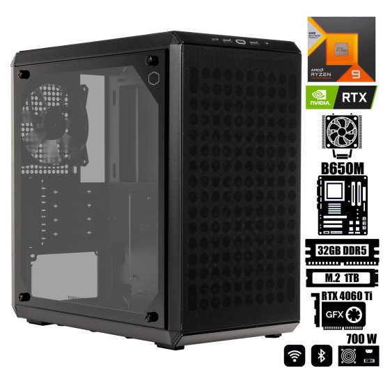 Computadora Escritorio AMD Ryzen 9 7900X3D + Ram 32Gb DDR5 + M.2 1Tb + Geforce RTX 4060 Ti 16Gb + Wi-Fi & Bluetooth