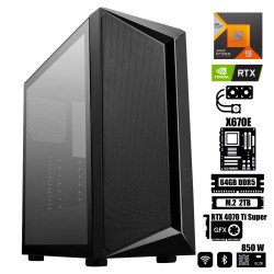 Computadora Escritorio AMD Ryzen 9 7900X3D + Tarjeta X670E + Ram Dual 64Gb DDR5 + M.2 2Tb + Wi-Fi & Bluetooth + Geforce RTX 4070 Ti Super