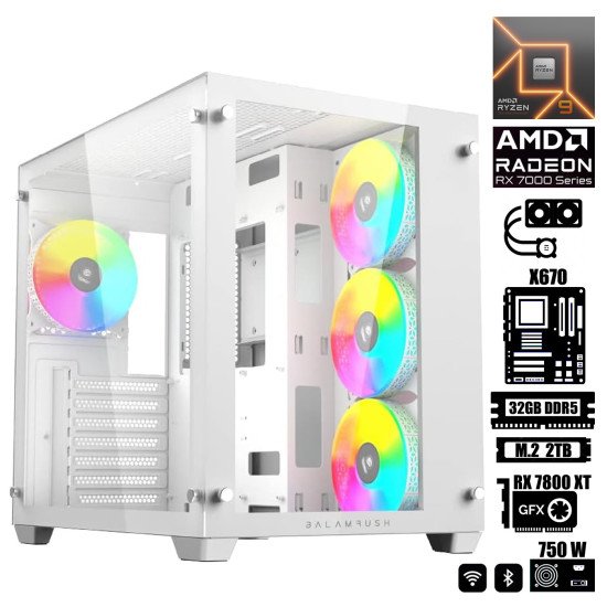 Computadora Escritorio AMD Ryzen 9 7900X + Tarjeta X670 + Ram Dual 32Gb DDR5 + M.2 2Tb + Wi-Fi & Bluetooth + Radeon RX 7800 XT 16Gb