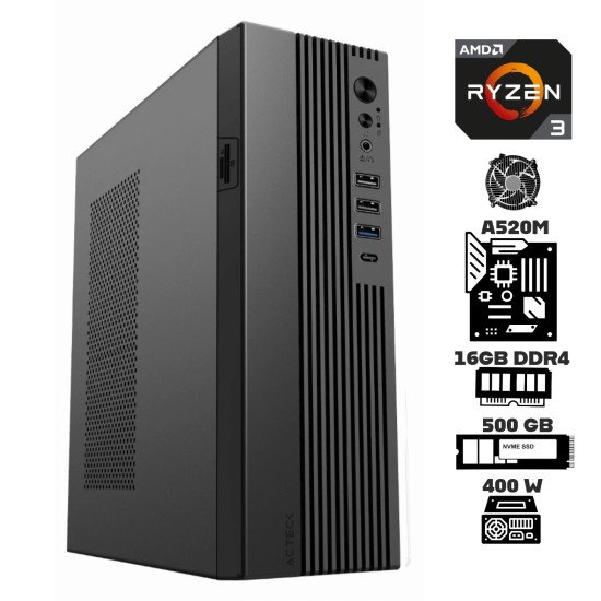 Computadora Escritorio AMD Ryzen 3 3200G + Ram 16Gb + M.2 500Gb + Gabinete Slim