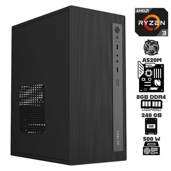 Computadora Escritorio AMD Ryzen 3 5300G + Ram 8Gb + SSD 240Gb + Gabinete 500 Watts