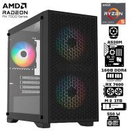 Computadora Escritorio AMD Ryzen 5 5500 + Ram 16Gb + M.2 1Tb + Radeon RX 7600 + Gabinete 3 Ventiladores RGB