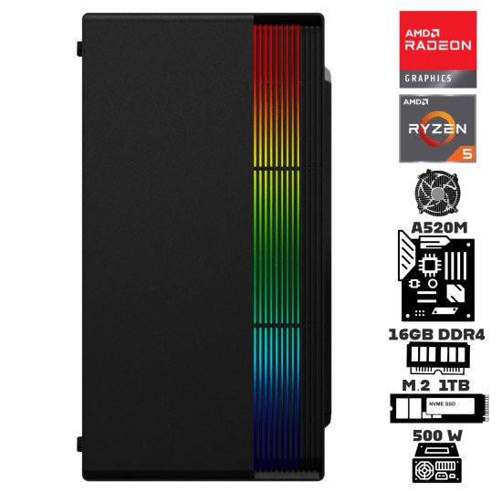 Computadora Escritorio AMD Ryzen 5 5600GT + Ram 16Gb + M.2 1Tb + Gabinete RGB Computadora Escritorio AMD Ryzen 5 5600GT + Ram 16Gb + M.2 1Tb + Gabinete RGB