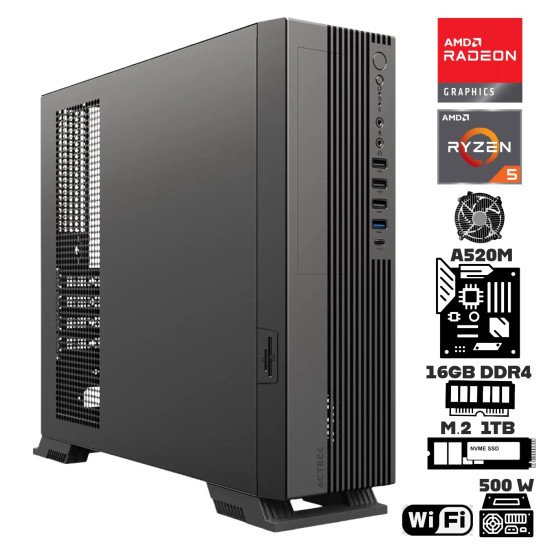 Computadora Escritorio AMD Ryzen 5 5600GT + Ram 16Gb + M.2 1Tb + WI-FI + Gabinete Slim