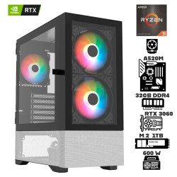 Computadora Escritorio AMD Ryzen 5 5600X + Ram 32Gb + M.2 1Tb + Geforce RTX 3060 12Gb + Gabinete 3 Ventiladores RGB