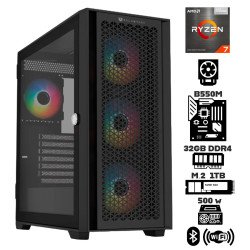 Computadora Escritorio AMD Ryzen 7 5700G + Disipador RGB 120mm + Ram 32Gb + M.2 1TB + Wi-Fi & Bluetooth + Gabinete Ventiladores RGB