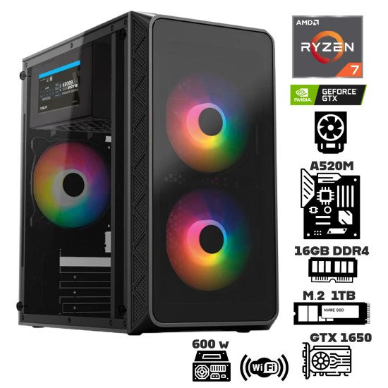 Computadora Escritorio AMD Ryzen 7 5700X + Geforce GTX 1650 + Ram 16Gb + M.2 1Tb + WI-FI