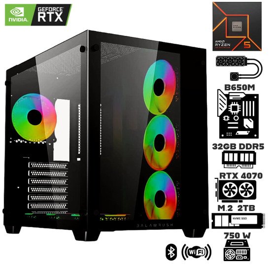 Computadora Escritorio AMD Ryzen 5 7600X + Ram 32Gb DDR5 + M.2 2Tb + Geforce RTX 4070 + Wi-Fi 6E Bluetooth Computadora Escritorio AMD Ryzen 5 7600X + Ram 32Gb DDR5 + M.2 2Tb + Geforce RTX 4070 + Wi-Fi 6E Bluetooth