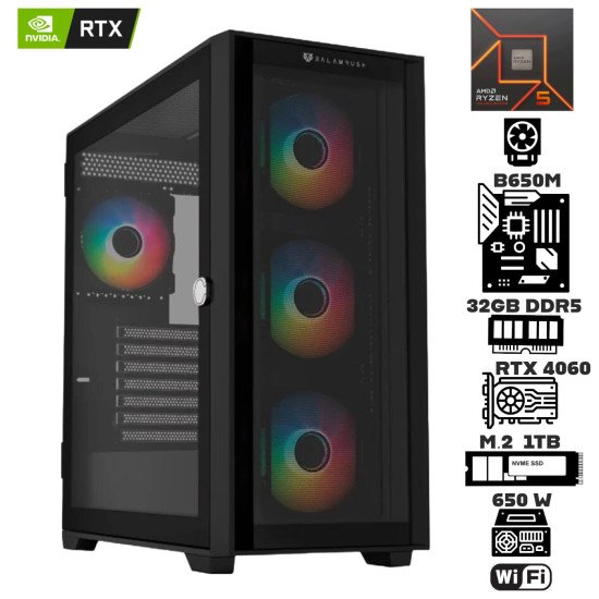 Computadora Escritorio AMD Ryzen 5 7600 + Ram 32Gb DDR5 + M.2 1Tb + RTX 4060 + Wi-Fi Computadora Escritorio AMD Ryzen 5 7600 + Ram 32Gb DDR5 + M.2 1Tb + RTX 4060 + Wi-Fi