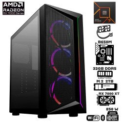 Computadora Escritorio AMD Ryzen 7 7700X + Ram 32Gb DDR5 + M.2 2Tb + Radeon RX 7800XT 16Gb + Wi-Fi 6E Bluetooth