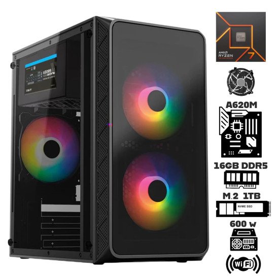 Computadora Escritorio AMD Ryzen 7 7700 + Gráficos integrados Radeon + Ram 16Gb DDR5 + M.2 1Tb + WI-FI