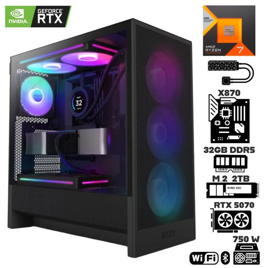 Computadora Escritorio AMD Ryzen 7 7800X3D + Ram 32Gb DDR5 + M.2 2Tb + RTX 5070 + Wi-Fi Bluetooth