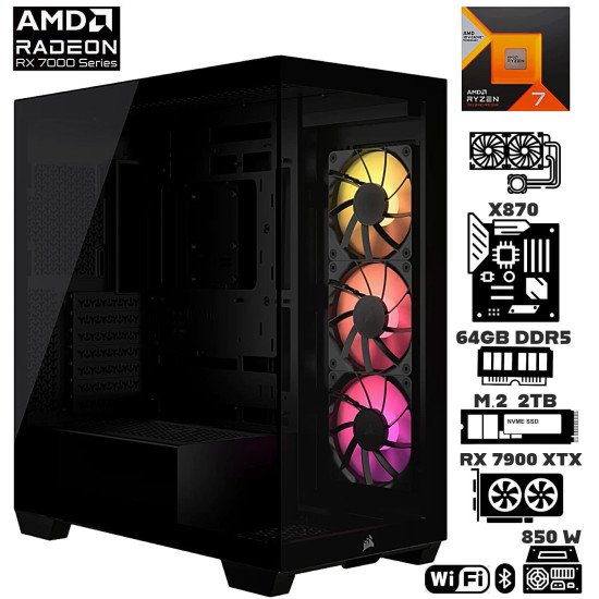 Computadora Escritorio AMD Ryzen 7 7800X3D + Ram 64Gb DDR5 + M.2 2Tb + Radeon RX 7900 XTX + Wi-Fi Bluetooth Computadora Escritorio AMD Ryzen 7 7800X3D + Ram 64Gb DDR5 + M.2 2Tb + Radeon RX 7900 XTX + Wi-Fi Bluetooth