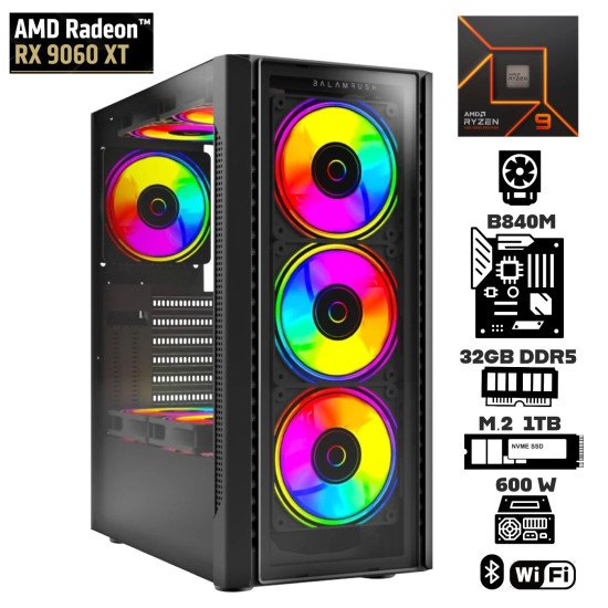 Computadora Escritorio AMD Ryzen 9 7900 + Ram 32Gb DDR5 + M.2 1Tb + Radeon RX 9060 XT  +  Wi-Fi Bluetooth