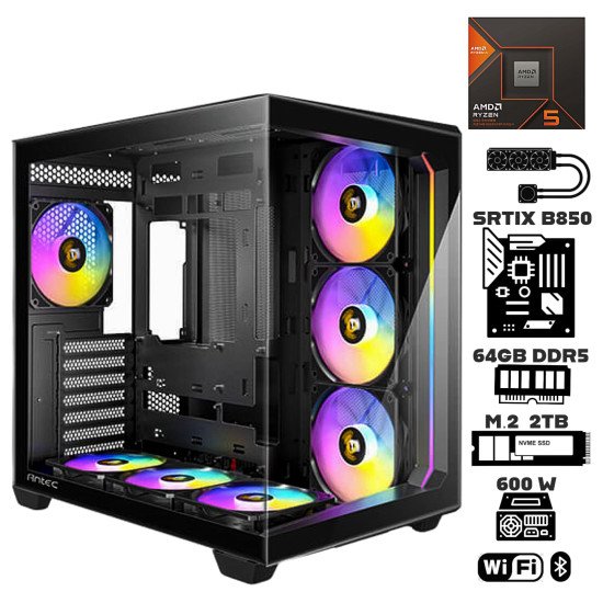 Computadora Escritorio AMD Ryzen 5 8600G + Radeon 760M + E. Liquido + Strix B850-F + Ram 64Gb DDR5 + M.2 2Tb + Wi-Fi Bluetooth Computadora Escritorio AMD Ryzen 5 8600G + Radeon 760M + E. Liquido + Strix B850-F + Ram 64Gb DDR5 + M.2 2Tb + Wi-Fi Bluetooth