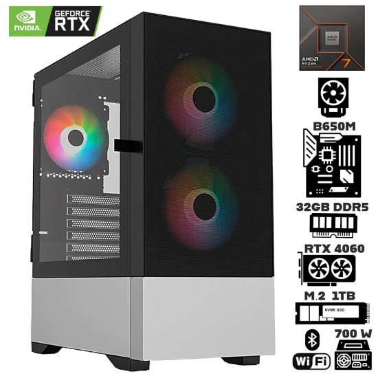 Computadora Escritorio AMD Ryzen 7 8700F + Ram 32Gb DDR5 + M.2 1Tb + Geforce RTX 4060 + Wi-Fi Bluetooth Computadora Escritorio AMD Ryzen 7 8700F + Ram 32Gb DDR5 + M.2 1Tb + Geforce RTX 4060 + Wi-Fi Bluetooth