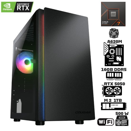 Computadora Escritorio AMD Ryzen 7 8700F + Ram 16Gb DDR5 + M.2 1Tb + Geforce RTX 5050 + Wi-Fi