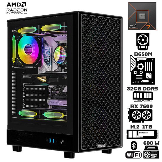 Computadora Escritorio AMD Ryzen 7 8700F + Ram 32Gb DDR5 + M.2 1Tb + Radeon RX 7600 + Wi-Fi Computadora Escritorio AMD Ryzen 7 8700F + Ram 32Gb DDR5 + M.2 1Tb + Radeon RX 7600 + Wi-Fi