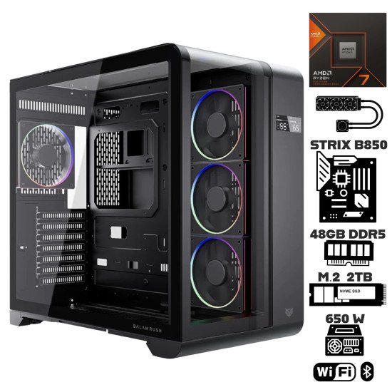 Computadora Escritorio AMD Ryzen 7 8700G + Radeon 780M + E. Liquido + Strix B850 + Ram 48Gb DDR5 + M.2 2Tb + Wi-Fi Bluetooth