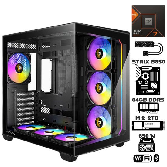Computadora Escritorio AMD Ryzen 7 8700G + Radeon 780M + E. Liquido + Strix B85 + Ram Dual 64Gb DDR5 + M.2 2Tb + Wi-Fi Bluetooth Computadora Escritorio AMD Ryzen 7 8700G + Radeon 780M + E. Liquido + Strix B85 + Ram Dual 64Gb DDR5 + M.2 2Tb + Wi-Fi Bluetooth