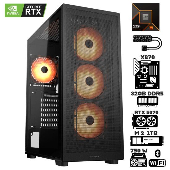 Computadora Escritorio AMD Ryzen 5 9600X + Ram 32Gb DDR5 + M.2 1Tb + Geforce RTX 5070 +  Wi-Fi 6E Bluetooth