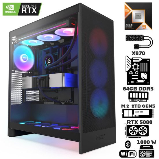Computadora Escritorio AMD Ryzen 9 9900X3D + Ram 64Gb DDR5 + M.2 2Tb + Geforce RTX 5080 + Wi-Fi 7 Bluetooth