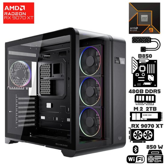 Computadora Escritorio AMD Ryzen 9 9900X + Ram 48Gb DDR5 + M.2 2Tb + Radeon RX 9070 XT + Wi-Fi 7 Bluetooth