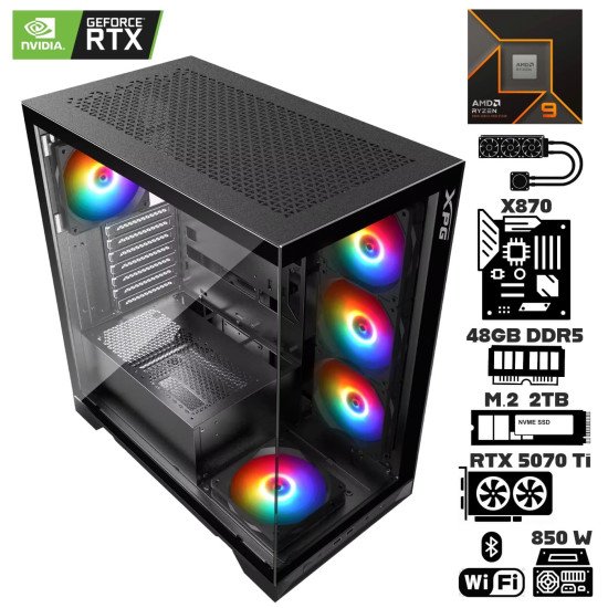 Computadora Escritorio AMD Ryzen 9 9950X + Ram 48Gb DDR5 + M.2 2Tb + Geforce RTX 5070 Ti + Wi-Fi Bluetooth