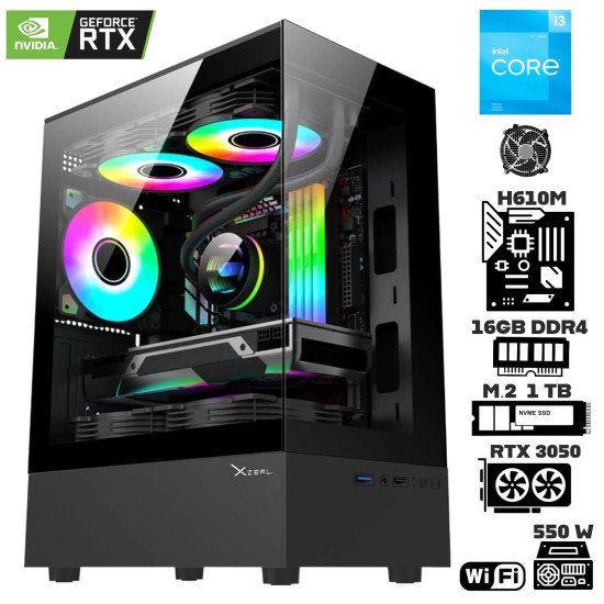 Computadora Escritorio Intel Core i3 12100F + Ram 16Gb + M.2 1Tb + Geforce RTX 3050 + Wi-Fi