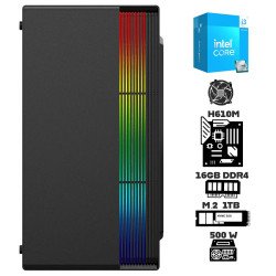 Computadora Escritorio Intel Core i3 14100 + Ram 16Gb DDR4 + M.2 1Tb + Gabinete RGB 500W