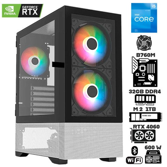 Computadora Escritorio Intel Core i5 12400F + Ram 32Gb DDR4 + M.2 1Tb + Geforce RTX 4060 + Wi-Fi Bluetooth