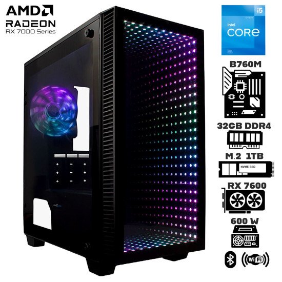 Computadora Escritorio Intel Core i5 12400F + Ram 32Gb DDR4 + M.2 1Tb + Radeon RX 7600 8Gb + Wi-Fi Bluetooth Computadora Escritorio Intel Core i5 12400F + Ram 32Gb DDR4 + M.2 1Tb + Radeon RX 7600 8Gb + Wi-Fi Bluetooth