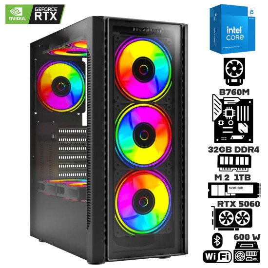 Computadora Escritorio Intel Core i5 14400F + Ram 32Gb DDR4 + M.2 1Tb + RTX 5060 + Wi-Fi Bluetooth