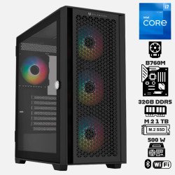 Computadora Escritorio Intel Core i7 12700 + Ram 32Gb DDR5 + M.2 1Tb + Wi-Fi & Bluetooth + Gabinete 4 Ventiladores