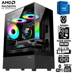 Computadora Escritorio Intel Core i7 14700F + Ram 32Gb DDR5 + M.2 1Tb + RX 7600 8GB + WI-FI + Bluetooth
