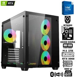 Computadora Escritorio Intel Core i7 14700KF + Ram 32Gb DDR4 + M.2 1Tb + RTX 3060 + Wi-Fi 6E & Bluetooth + Gabinete con Fuente Certificada