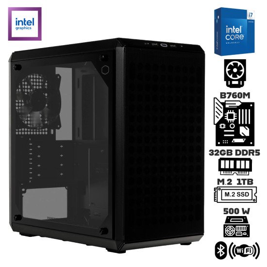 Computadora Escritorio Intel Core i7 14700K + Ram 32Gb DDR5 + M.2 1Tb + Wi-Fi 6E & Bluetooth + Gabinete con Fuente Certificada