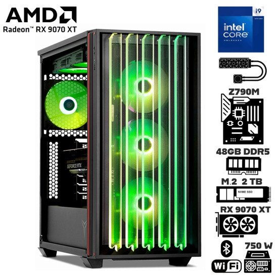 Computadora Escritorio Intel Core i9 14900KF + Ram 48Gb DDR5 + M.2 2Tb + RX 9070 XT + Wi-Fi Bluetooth