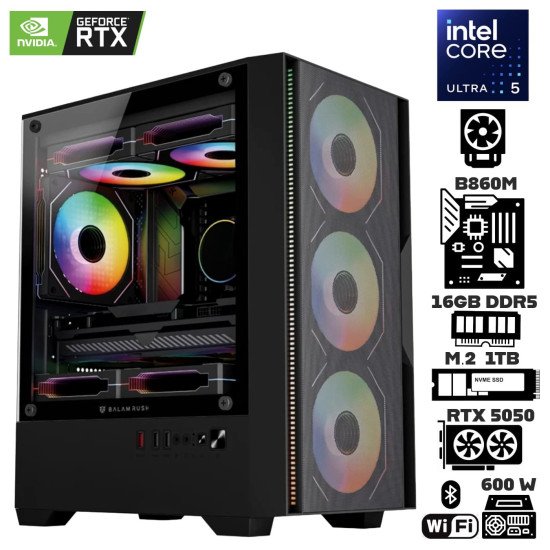 Computadora Escritorio Intel Ultra 5 245K + Ram 16Gb DDR5 + M.2 1Tb + RTX 5050 + Wi-Fi Bluetooth
