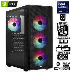 Computadora Escritorio Intel Ultra 7 265K + Ram 32Gb DDR5 + M.2 1Tb + Geforce RTX 5060 + Wi-Fi Bluetooth