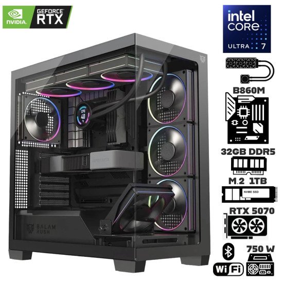 Computadora Escritorio Intel Ultra 7 265K + Ram 32Gb DDR5 + M.2 1Tb + Geforce RTX 5070 + Wi-Fi Bluetooth