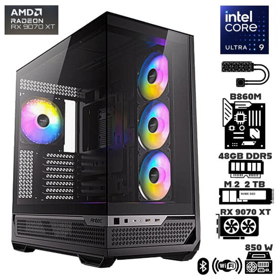 Computadora Escritorio Intel Ultra 9 285K + Ram 48Gb DDR5 + M.2 2Tb + RX 9070 XT + Wi-Fi Bluetooth Computadora Escritorio Intel Ultra 9 285K + Ram 48Gb DDR5 + M.2 2Tb + RX 9070 XT + Wi-Fi Bluetooth