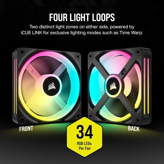 Ventilador para Gabinete Corsair iCUE LINK QX120 RGB con iCUE Link System Kit 3 Piezas Ventilador para Gabinete Corsair iCUE LINK QX120 RGB con iCUE Link System Kit 3 Piezas
