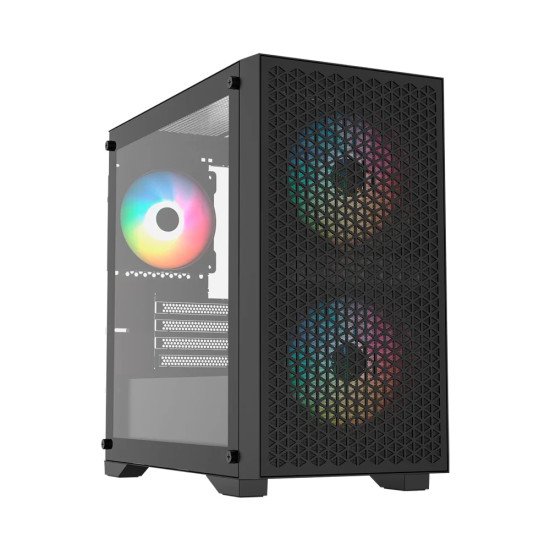 Gabinete Balam Rush Carbono Aircool 4000A Negro, Micro-ATX/Mini-ITX, Cristal Templado, USB Type-C, 3 Ventiladores ARGB, sin Fuente